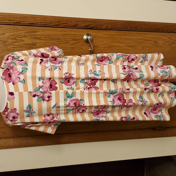 House Brand Mint Pineapple Boutique 1X Stripe Floral Dress with pockets - Picture 5 of 7